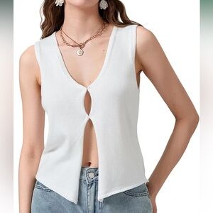 White Sleeveless Knit Top